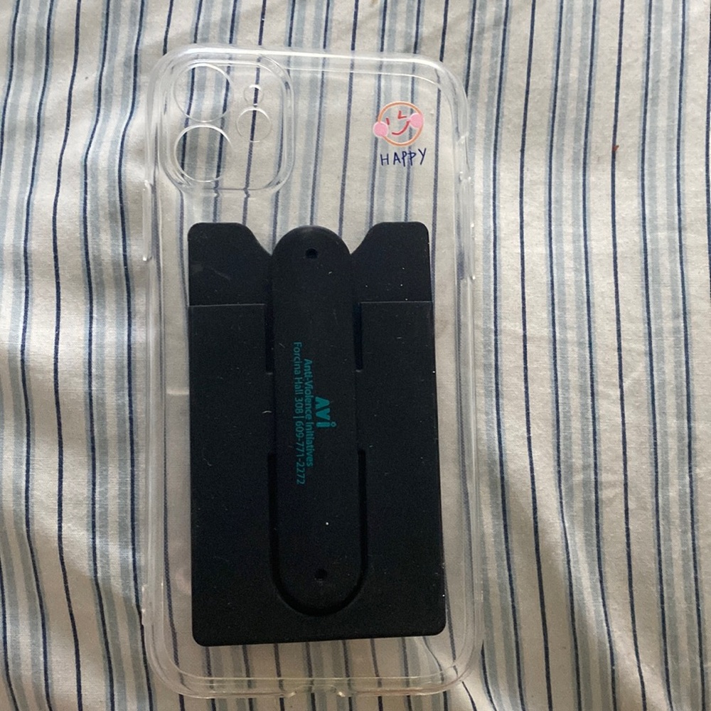 iPhone wallet + phone stands on iPhone 11 case